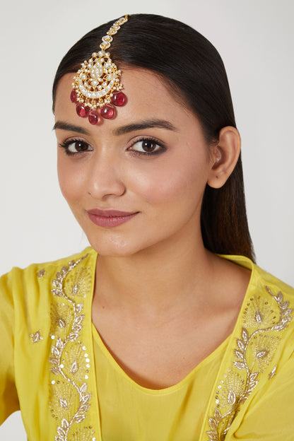 Gold Finish Kundan Polki Maang Tikka