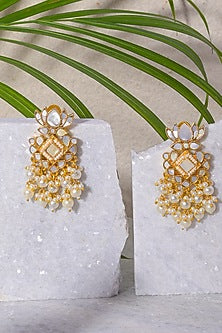 Gold Finish Pearl Beaded Earrings