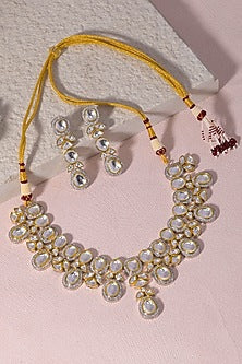 Two Tone Finish Kundan Polki Necklace Set