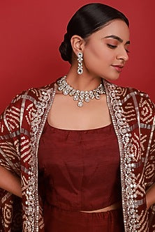 Two Tone Finish Kundan Polki Necklace Set