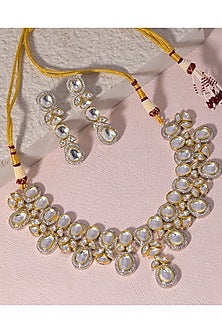 Two Tone Finish Kundan Polki Necklace Set