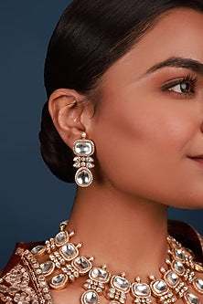 Gold Finish Kundan Polki Necklace Set