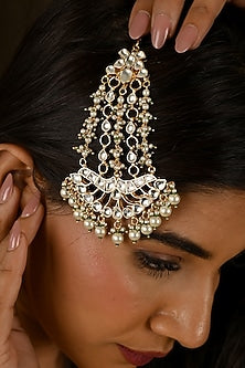 Gold Finish Kundan Polki & Pearl Drop Pasa