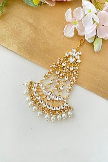 Gold Finish Kundan Polki & Pearl Drop Pasa