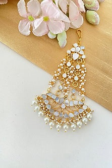 Gold Finish Mother Of Pearl & Kundan Polki Pasa