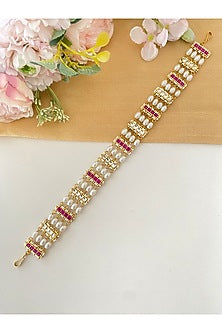 Gold Finish Kundan Polki & Pink Stone Sheeshphool