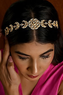 Gold Finish Kundan Polki Sheeshphool