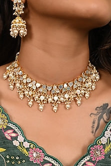 Micro Gold Finish Mother Of Pearl Drop Necklace Set