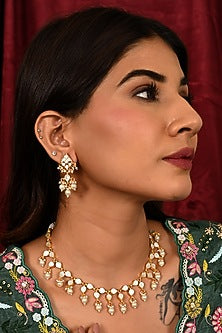 Micro Gold Finish Mother Of Pearl Necklace Set