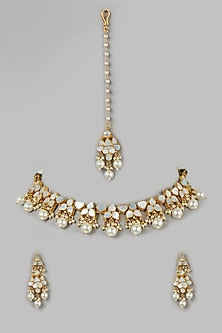 Micro Gold Finish Mother Of Pearl Necklace Set
