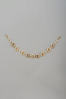 Micro Gold Finish Mathapatti With Kundan Polki