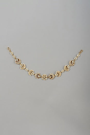 Micro Gold Finish Mathapatti With Kundan Polki