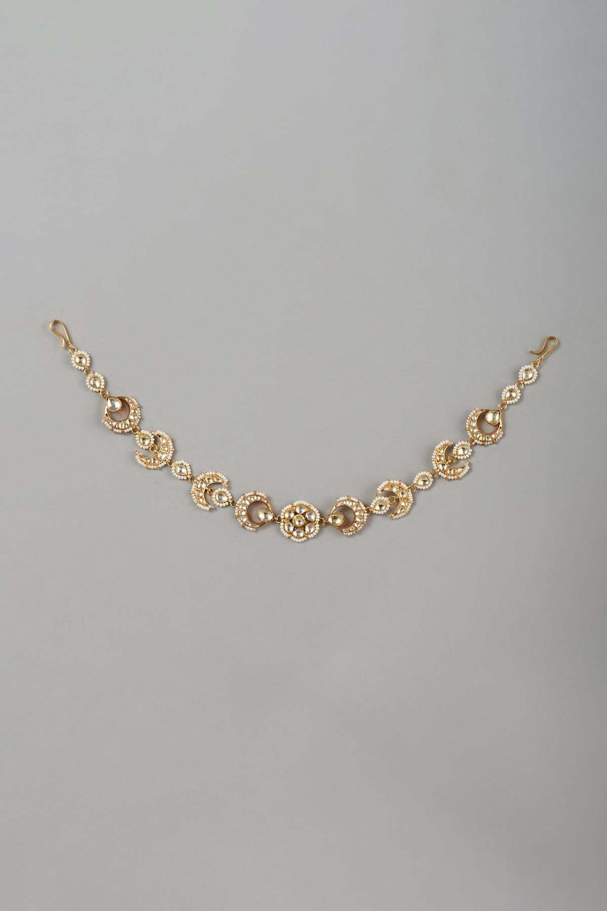 Micro Gold Finish Mathapatti With Kundan Polki