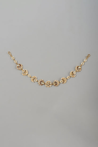 Micro Gold Finish Mathapatti With Kundan Polki