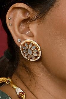 Micro Gold Finish Kundan Polki & Mother Of Pearl Choker Necklace Set