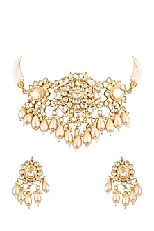 Gold Finish Choker Necklace Set