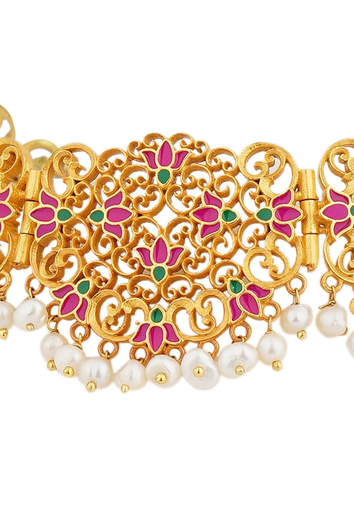 Enamelled Lotus Lace Choker 