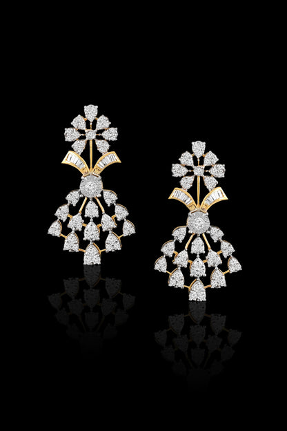 18kt Yellow Gold Finish Diamond Dangler Earrings