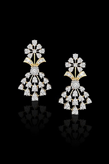 18kt Yellow Gold Finish Diamond Dangler Earrings
