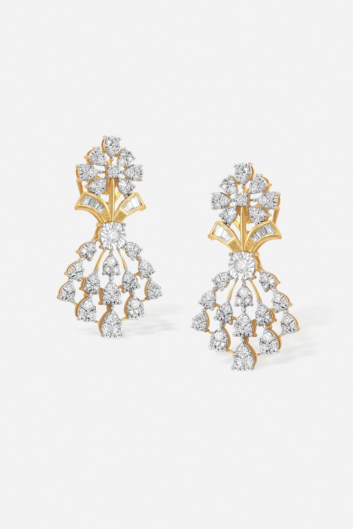 18kt Yellow Gold Finish Diamond Dangler Earrings