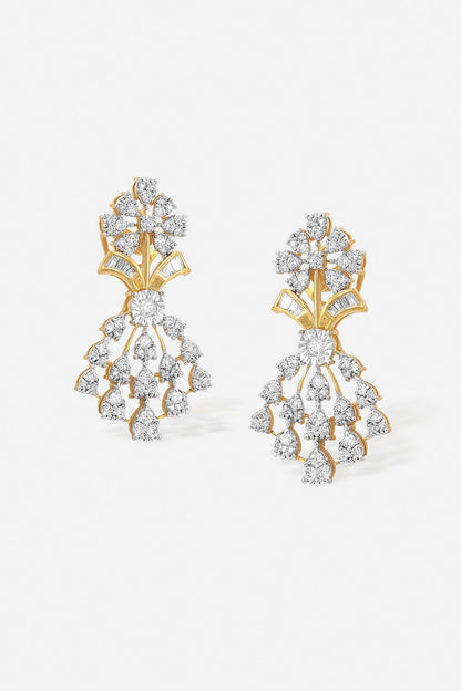 18kt Yellow Gold Finish Diamond Dangler Earrings