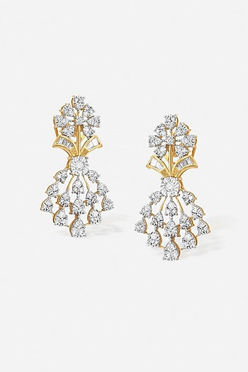 18kt Yellow Gold Finish Diamond Dangler Earrings