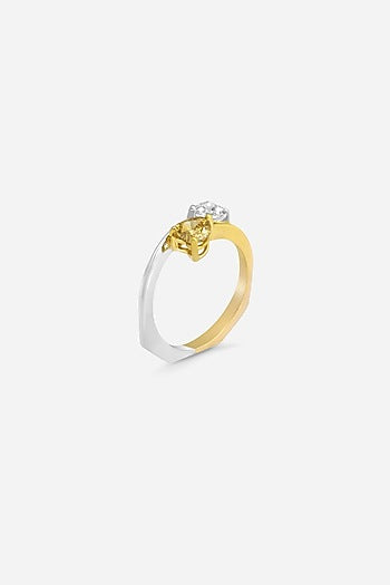 18kt White Rhodium Finish Heart-Shaped Diamond Ring