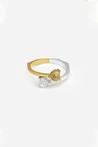 18kt White Rhodium Finish Heart-Shaped Diamond Ring