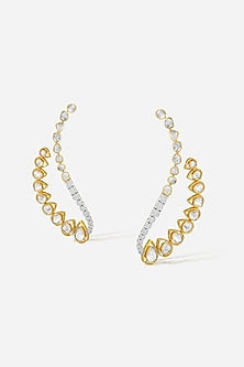 14kt Yellow Gold Finish Diamond & Kundan Polki Earrings
