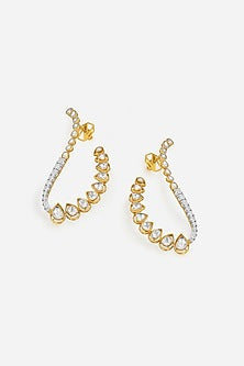 14kt Yellow Gold Finish Diamond & Kundan Polki Earrings