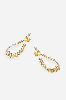 14kt Yellow Gold Finish Diamond & Kundan Polki Earrings