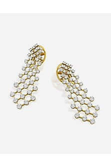 14kt Yellow Gold Finish Round-Shaped Diamond Earrings