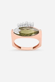 18kt Rose Gold Finish Green Tourmaline Stone Ring