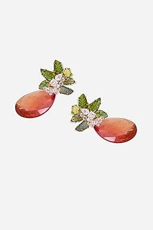 18kt Yellow Gold Finish Diamond & Tourmaline Stone Earrings