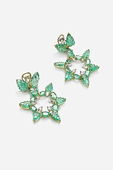 18kt Yellow Gold Finish Emerald Star-Shaped Earrings