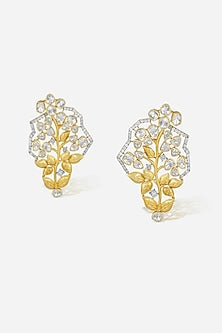 14kt Yellow Gold Finish Diamond & Kundan Polki Earrings