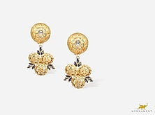 18kt Yellow Gold Finish Polki Diamond Blue Enameled Earrings