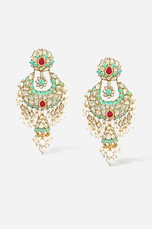 18kt Yellow Gold Finish Multi-Colored Stone Dangler Earrings
