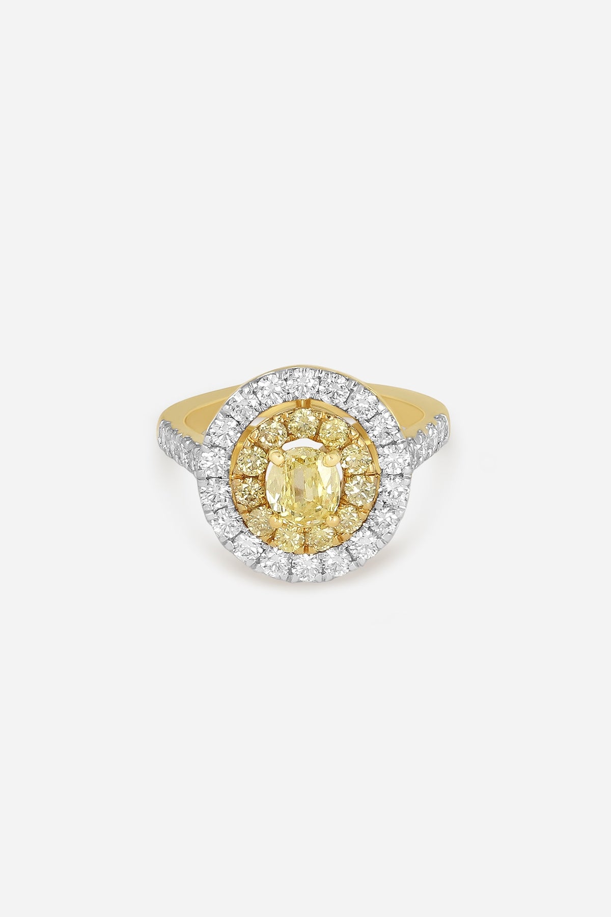 18kt Yellow Gold Finish Round-Shaped Yellow Diamond Ring