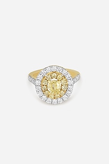 18kt Yellow Gold Finish Round-Shaped Yellow Diamond Ring