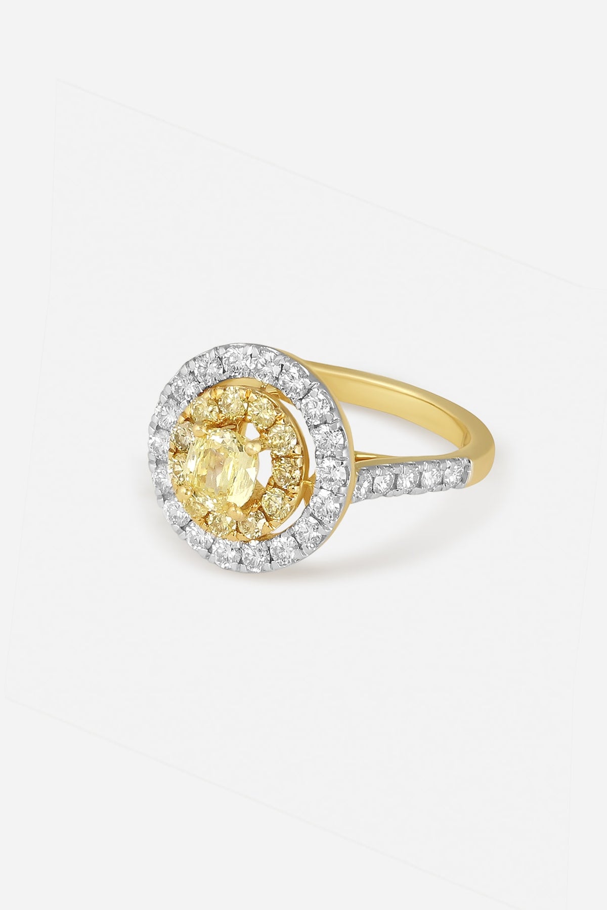 18kt Yellow Gold Finish Round-Shaped Yellow Diamond Ring