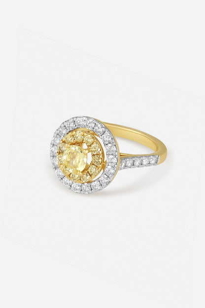 18kt Yellow Gold Finish Round-Shaped Yellow Diamond Ring