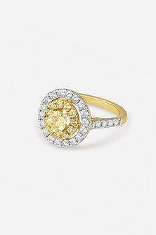 18kt Yellow Gold Finish Round-Shaped Yellow Diamond Ring