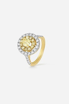 18kt Yellow Gold Finish Round-Shaped Yellow Diamond Ring