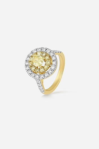 18kt Yellow Gold Finish Round-Shaped Yellow Diamond Ring