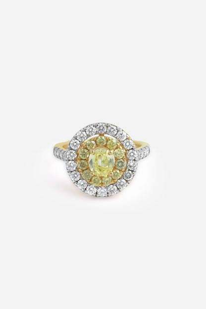 18kt Yellow Gold Finish Round-Shaped Yellow Diamond Ring