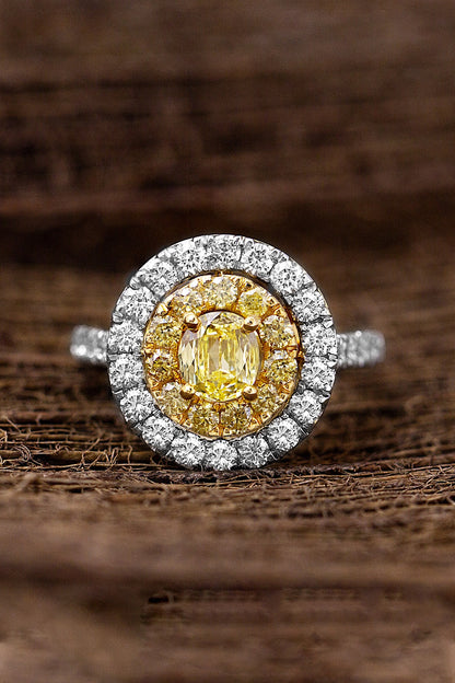 18kt Yellow Gold Finish Round-Shaped Yellow Diamond Ring