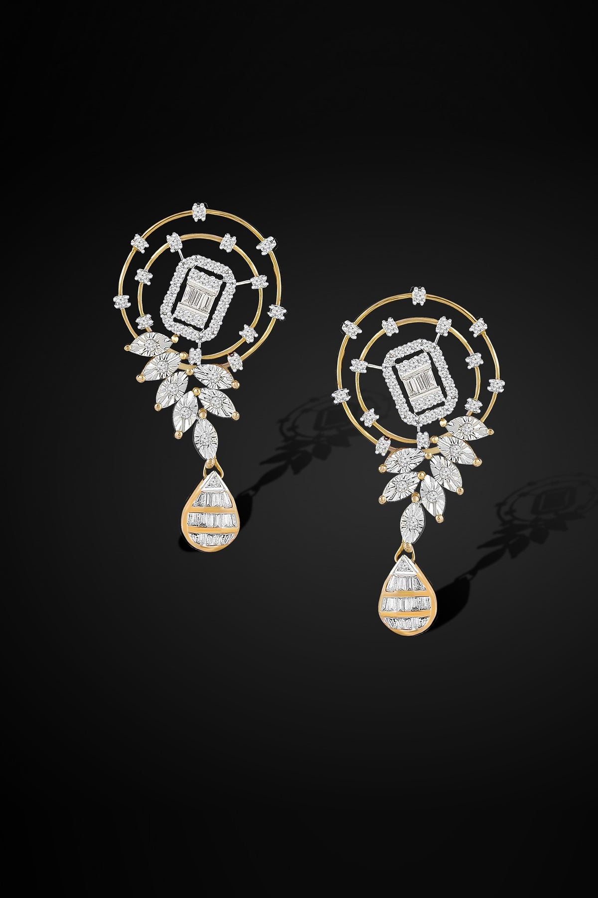 18kt Yellow Gold Finish Diamond Dreamcatcher Dangler Earrings