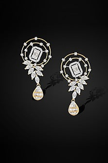 18kt Yellow Gold Finish Diamond Dreamcatcher Dangler Earrings