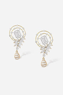 18kt Yellow Gold Finish Diamond Dreamcatcher Dangler Earrings